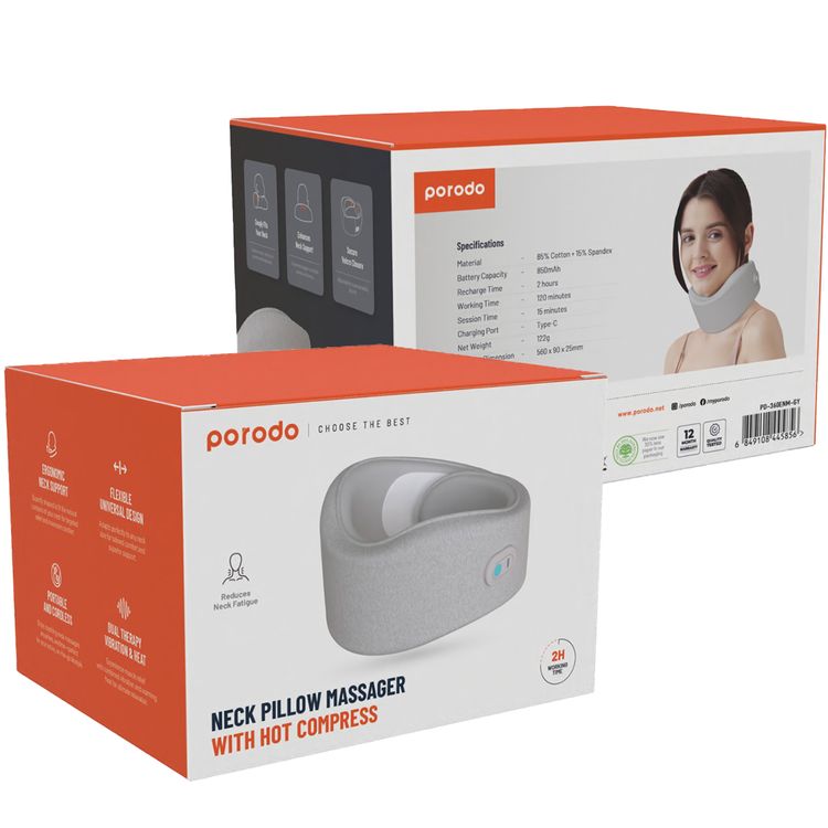 Porodo Neck Pillow Massager with Hot Compress