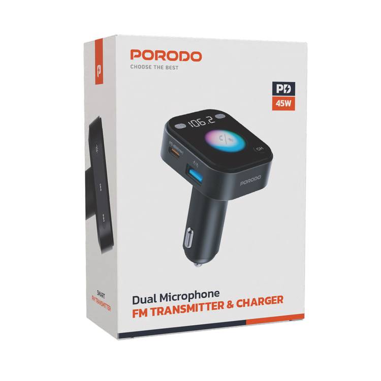 Porodo Dual MicroPhone Fm Transmitter & Charger 45W