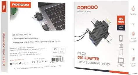 Porodo CBL025 Otg Adapter Type-C / Lightning / Micro