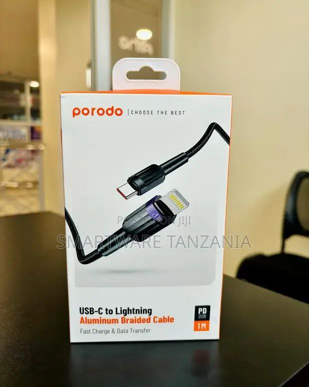 Porodo Type-C to Lightning Aluminum Braided Cable 1M