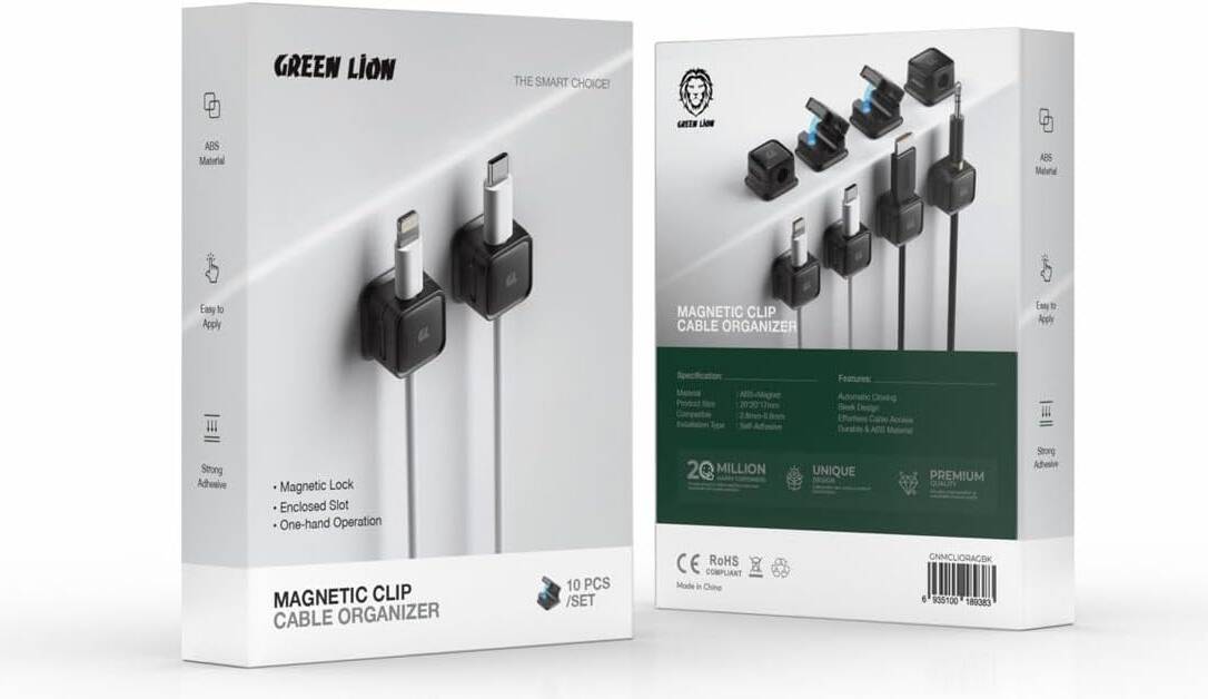 Green Lion Magnetic Clip Cable Organizer