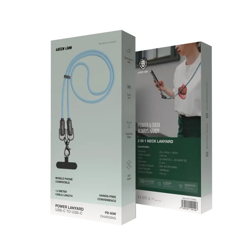 Green Lion Power Lanyard USB-C to USB-C 60W Cable 