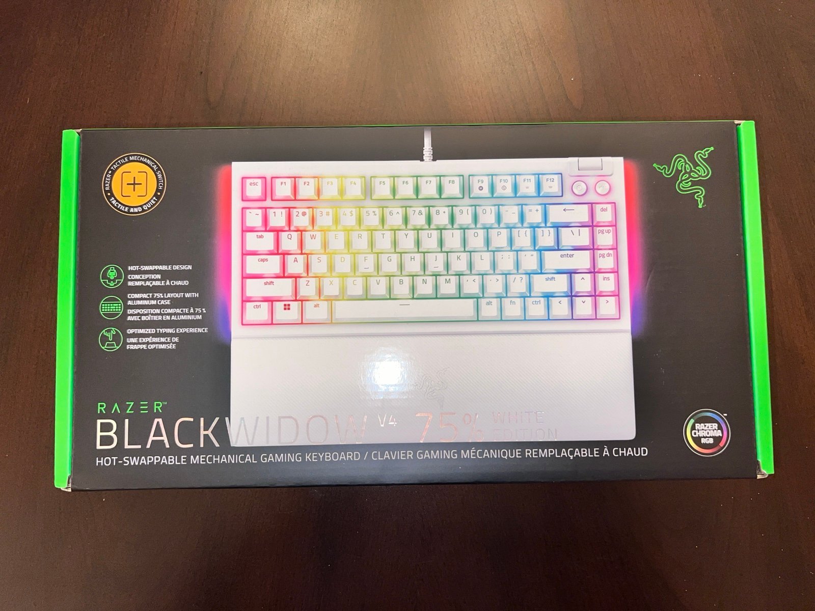 Razer Blackwidow V4 75% White Edition Hot-Swappable Mechanical Gaming Keyboard