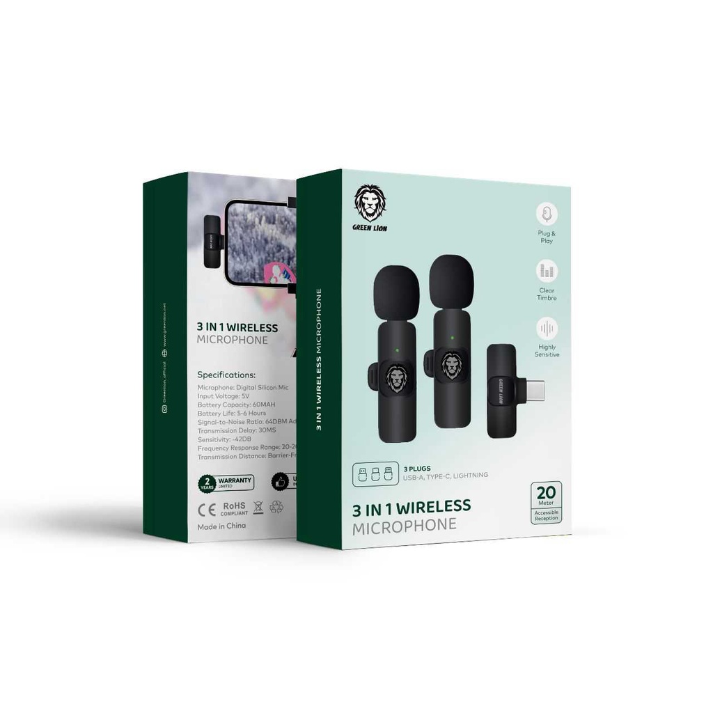 Green Lion 3 in 1 360 Wireless Microphone