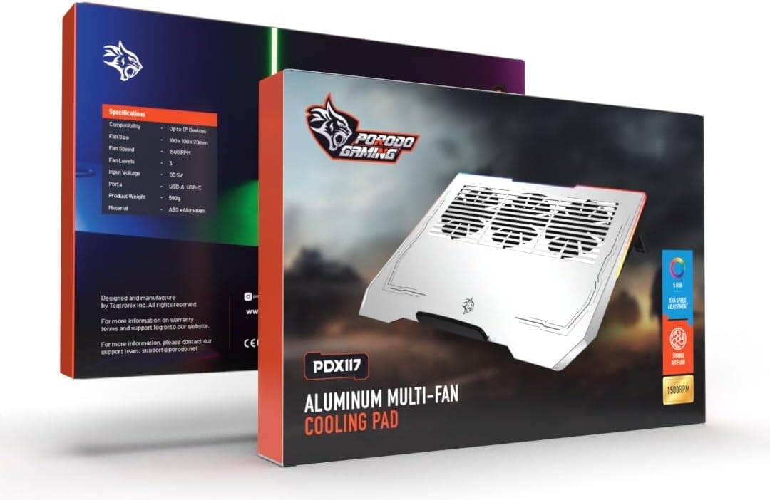 Porodo Laptop Cooling Pad For Professional Gaming PDX110