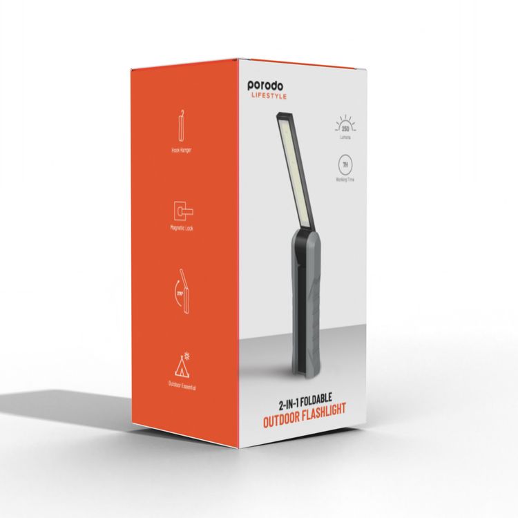 Porodo Lifestyle 2-IN-1 Foldable Outdoor Flashlight 250 Lumens