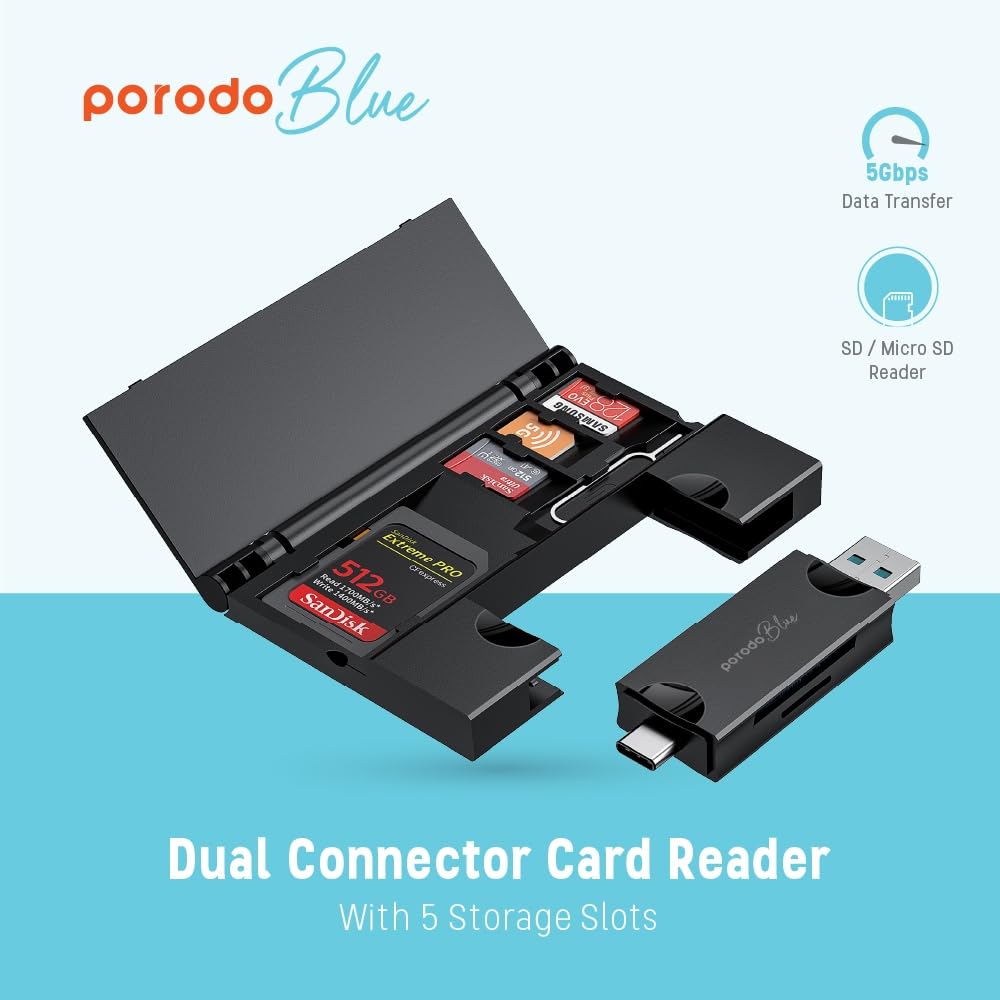 Porodo Dual Connector Card Reader