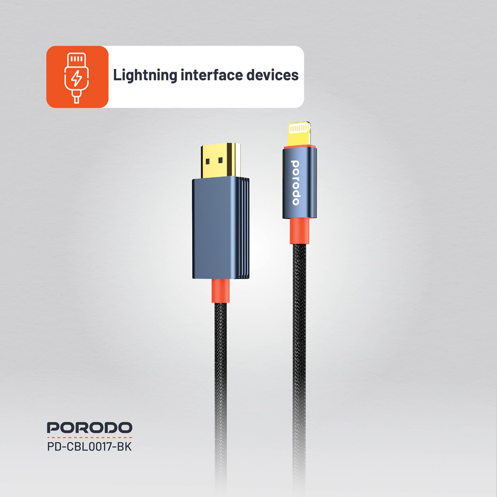 Porodo Lightning to HDMI Ultra HD Cable