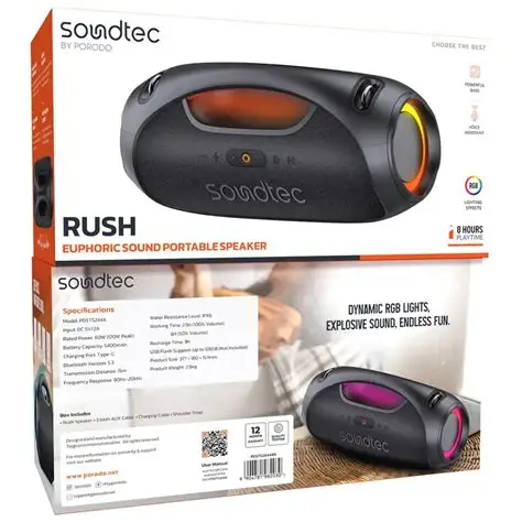 Porodo Soundtec Rush Euphoric Bass Portable Speaker 120W