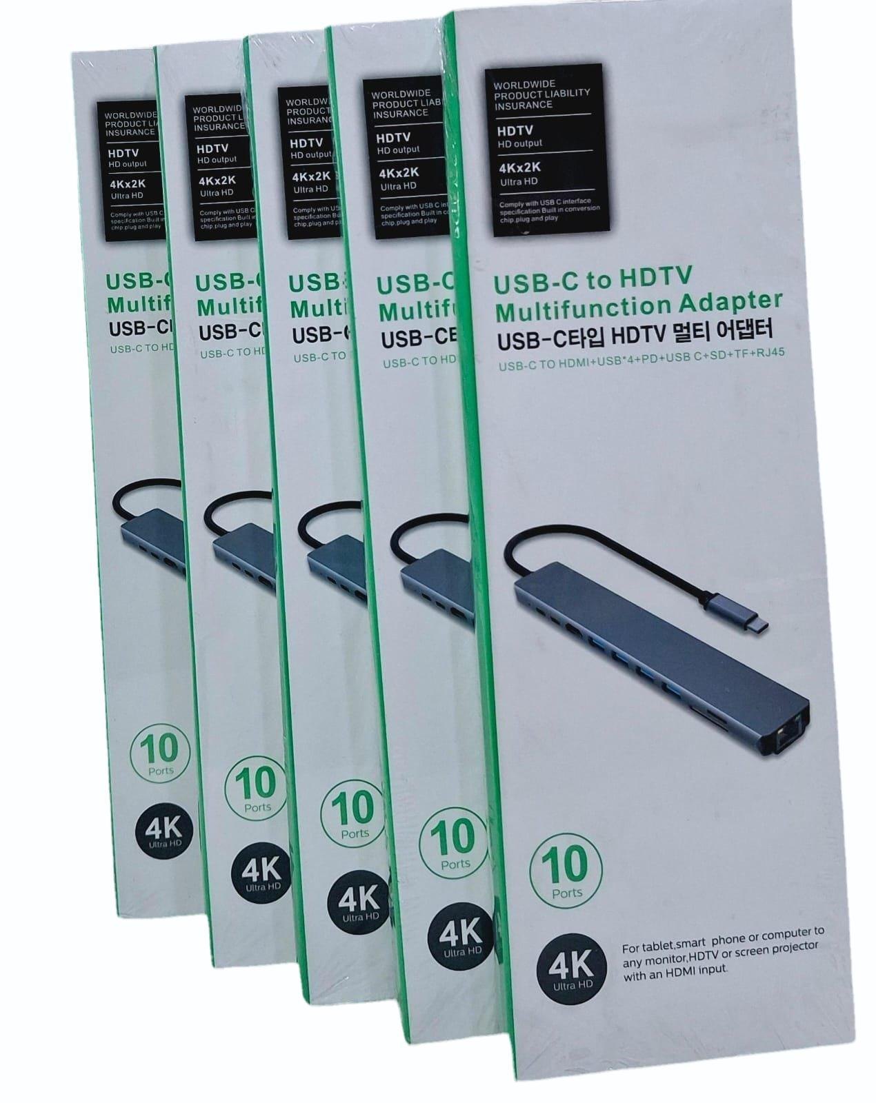 10IN1 HDMI + USB3.0 + USB2.0*3 + TYPE C + TYPE C + CARD READER + MICRO SD LAN