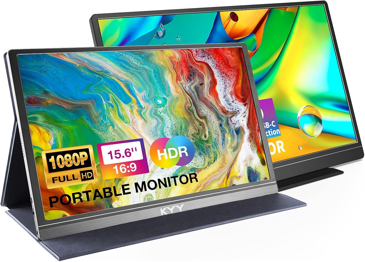 PORTABLE SCREEN K3 15.6 4k View 1920*1080 2 USB Type-C HDMI OUT GLASS+STEEL+LEATHER CASE