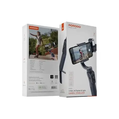 Porodo 3-AXIS Gimbal Stabilizer Black 3.5H
