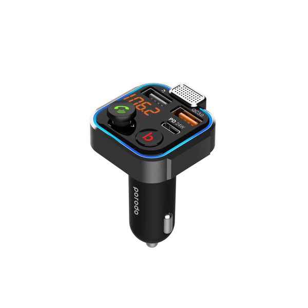 Porodo Smart Car Charger FM Transmitter 24W Power