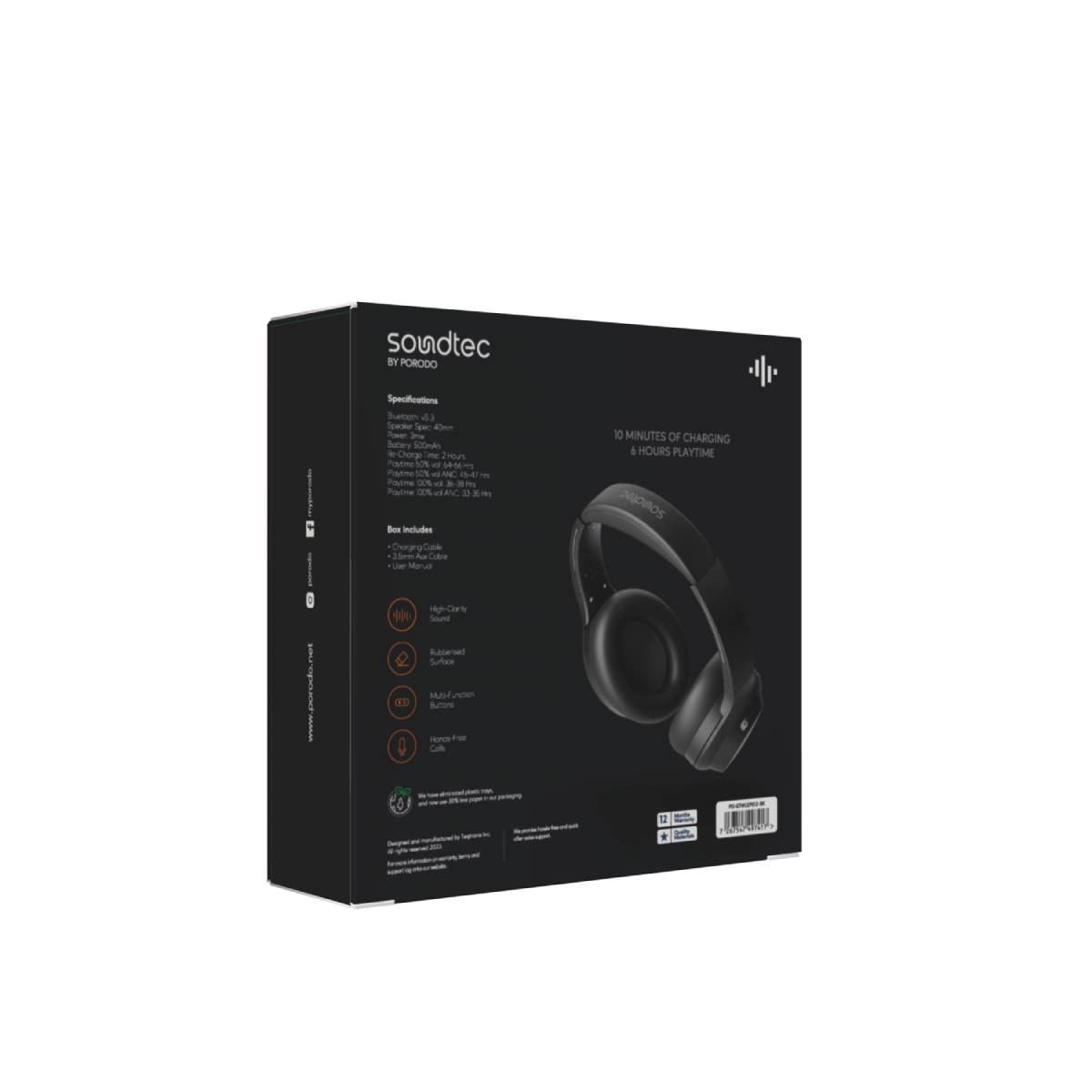 Porodo Soundtec Hush Headphone True Wireless