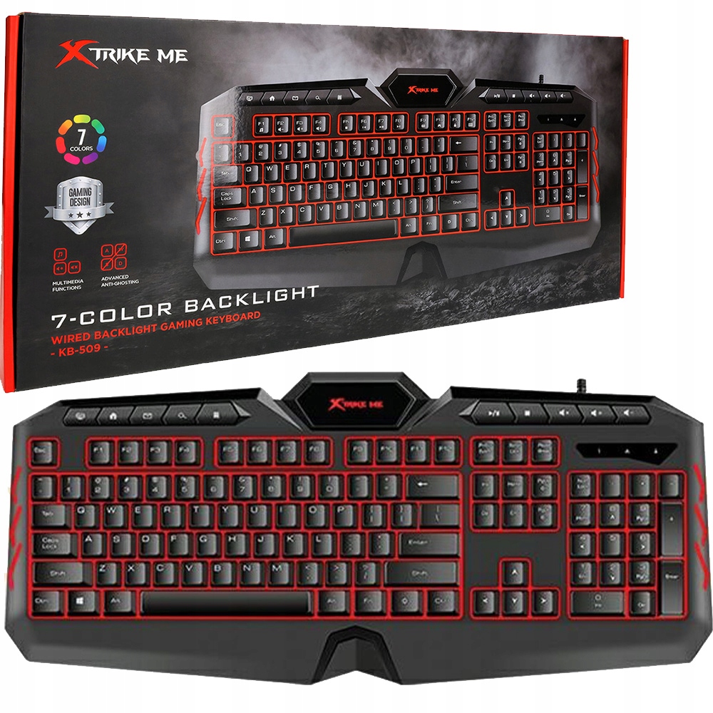 XTrike ME 7-Color Backlight Wired Gaming Keboard KB-509