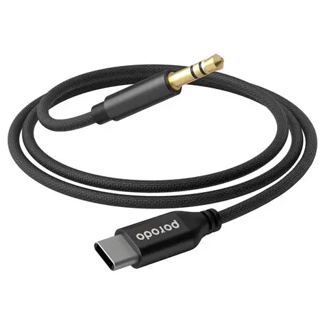 Porodo 3.5MM Type-C Coiled Audio Cable 1.2M
