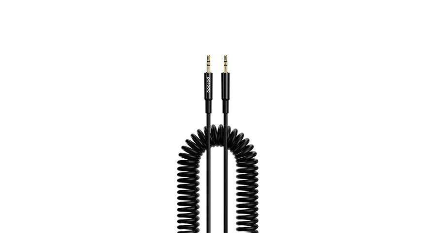 Porodo 3.5MM Lightning AUX Coiled Audio Cable 1.2M