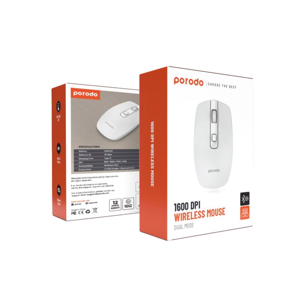 Porodo 1600 Dpi Wireless Mouse