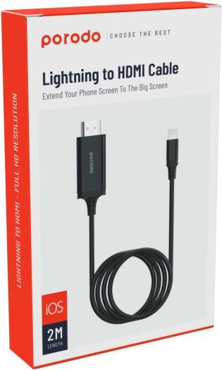 Porodo Lightning to HDMI Cable 2M