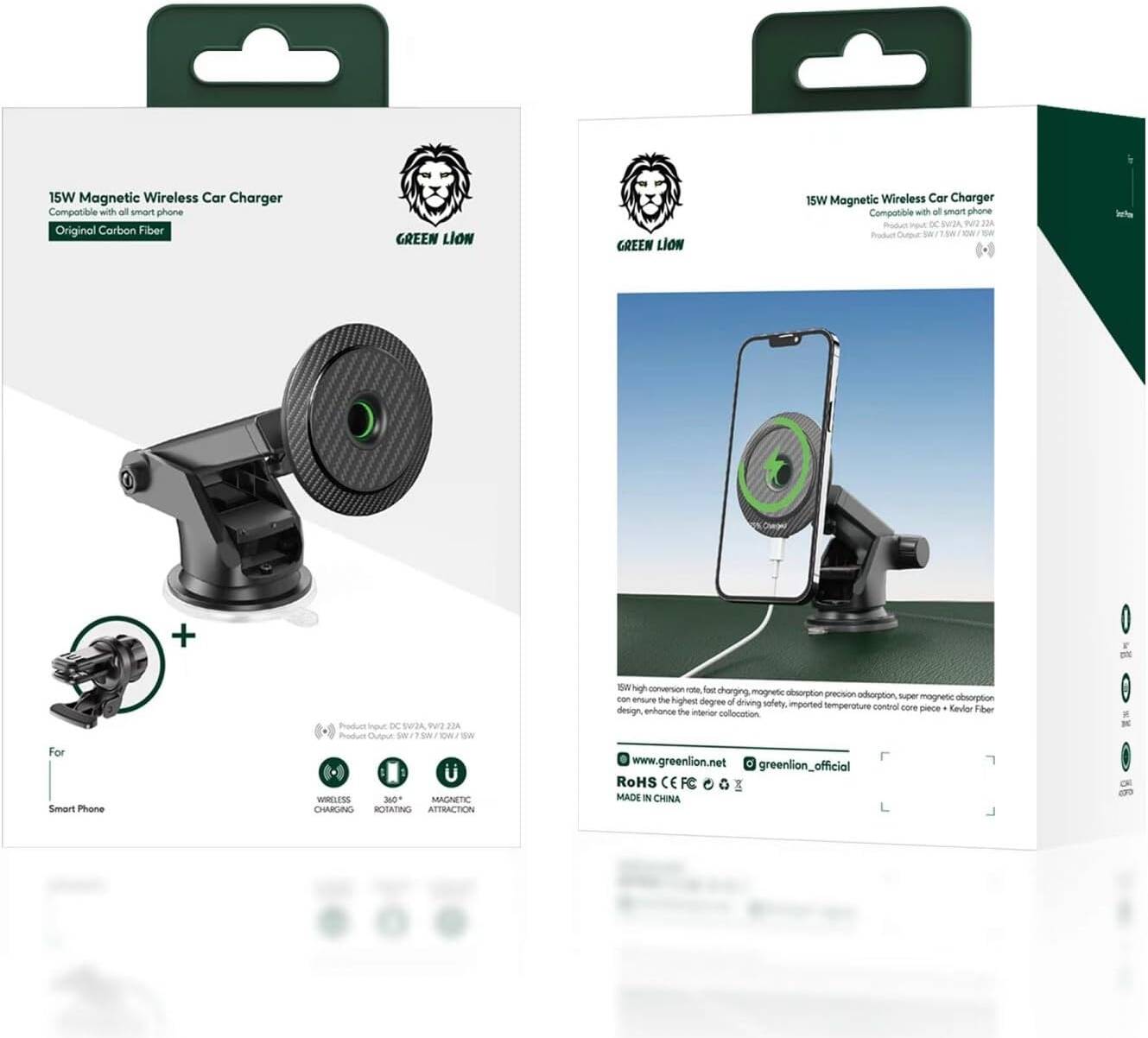 Green Lion 15W Magnetic Wireless Car Charger