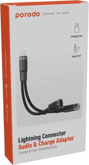 Porodo Lightning Connector Audio & Charge Adapter