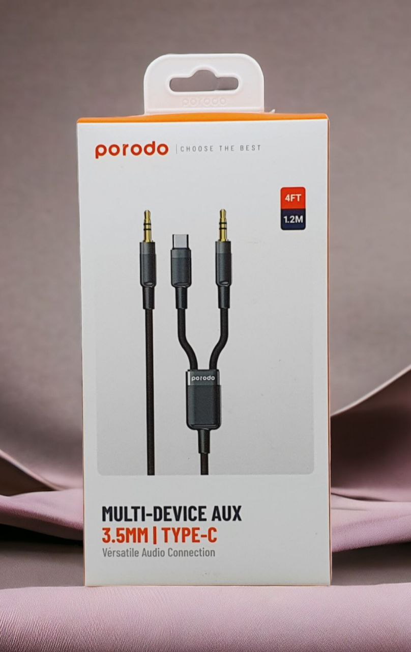 Porodo Multi-Device AUX 3.5MM | Type-c 1.2M