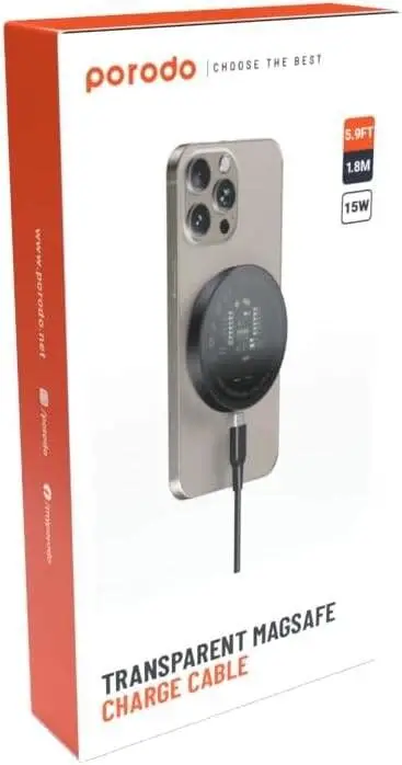 Porodo Transparent Magsafe Charge Cable 1.8M