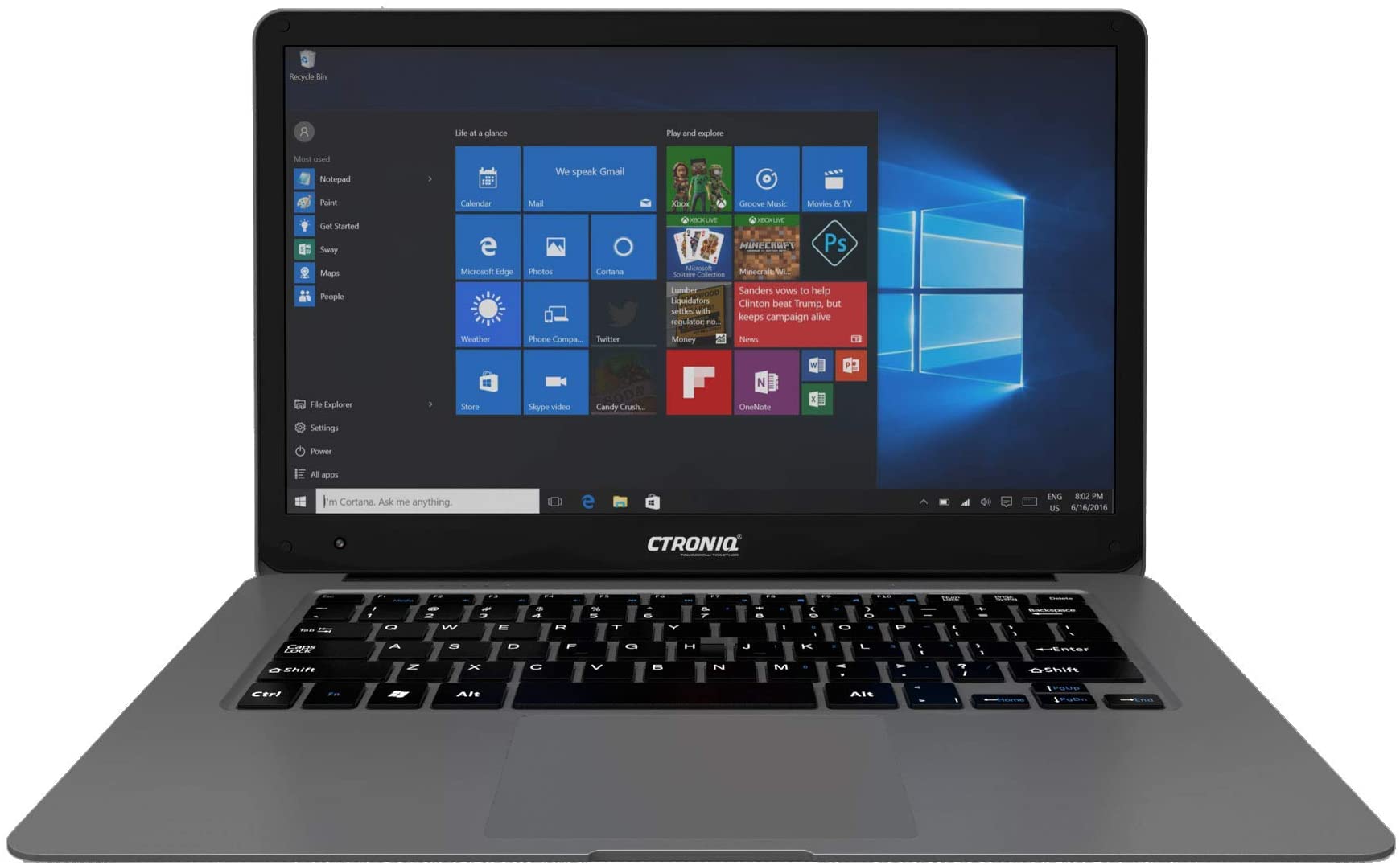 LAPTOP CTRONIQ DUAL CORE N3350 4GB 64GB EMMC 14 FHD W10