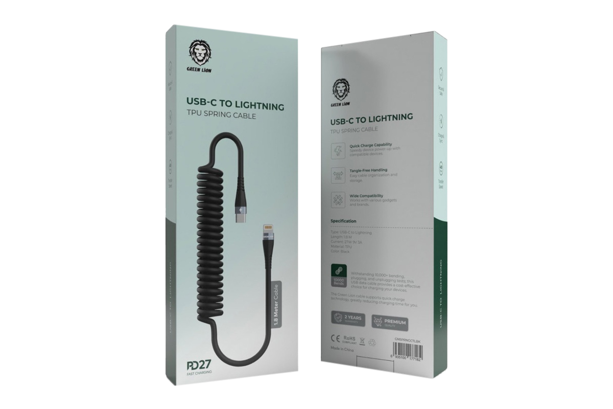 Green Lion USB-C to Lighting tpu Spring Cable PD27 1.8M