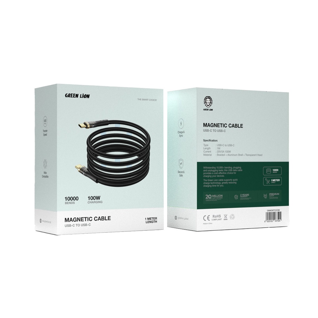 Green Lion Magnetic Cable USB-C TO USB-C 1M