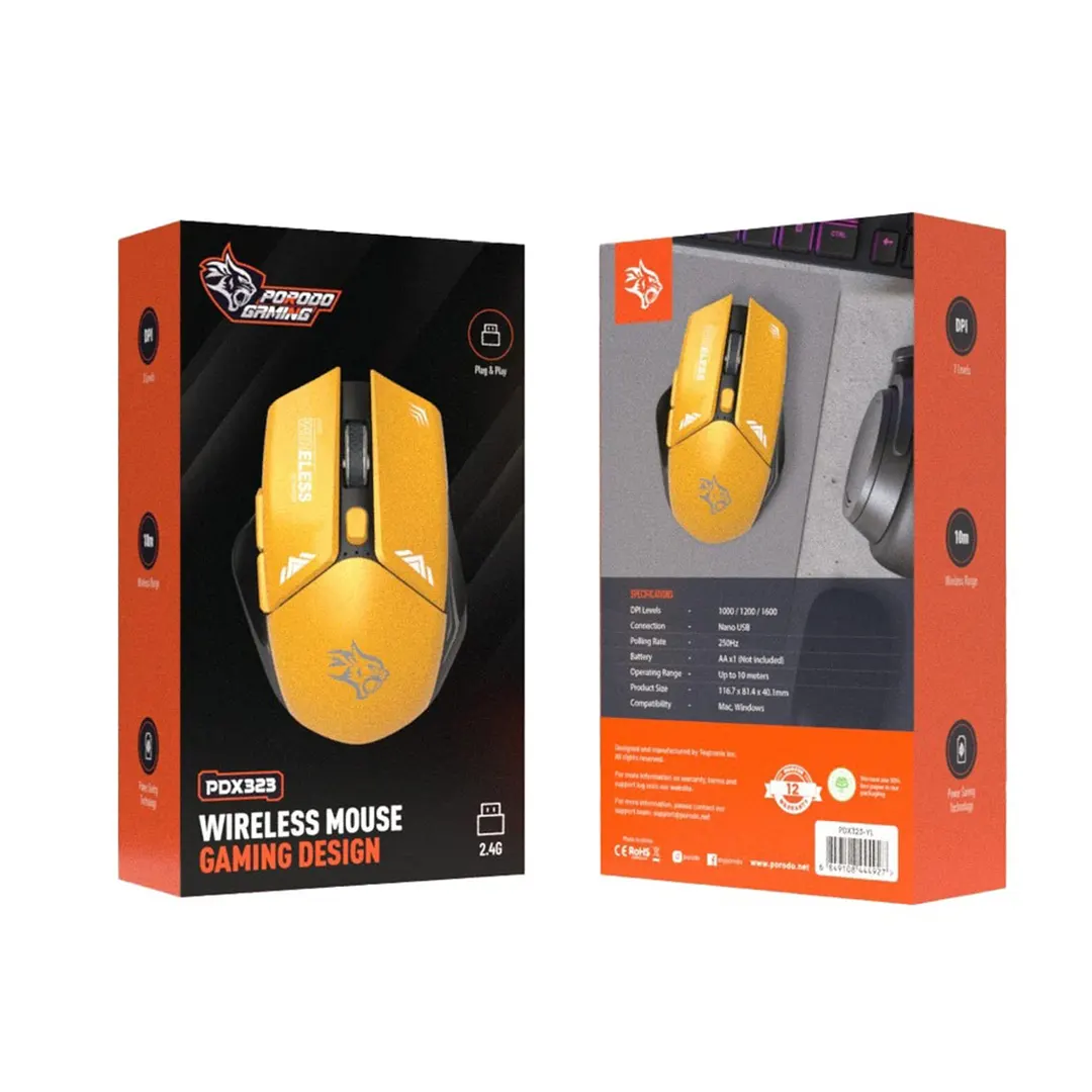 Porodo Gaming Wireless Mouse Gaming Design PDX323