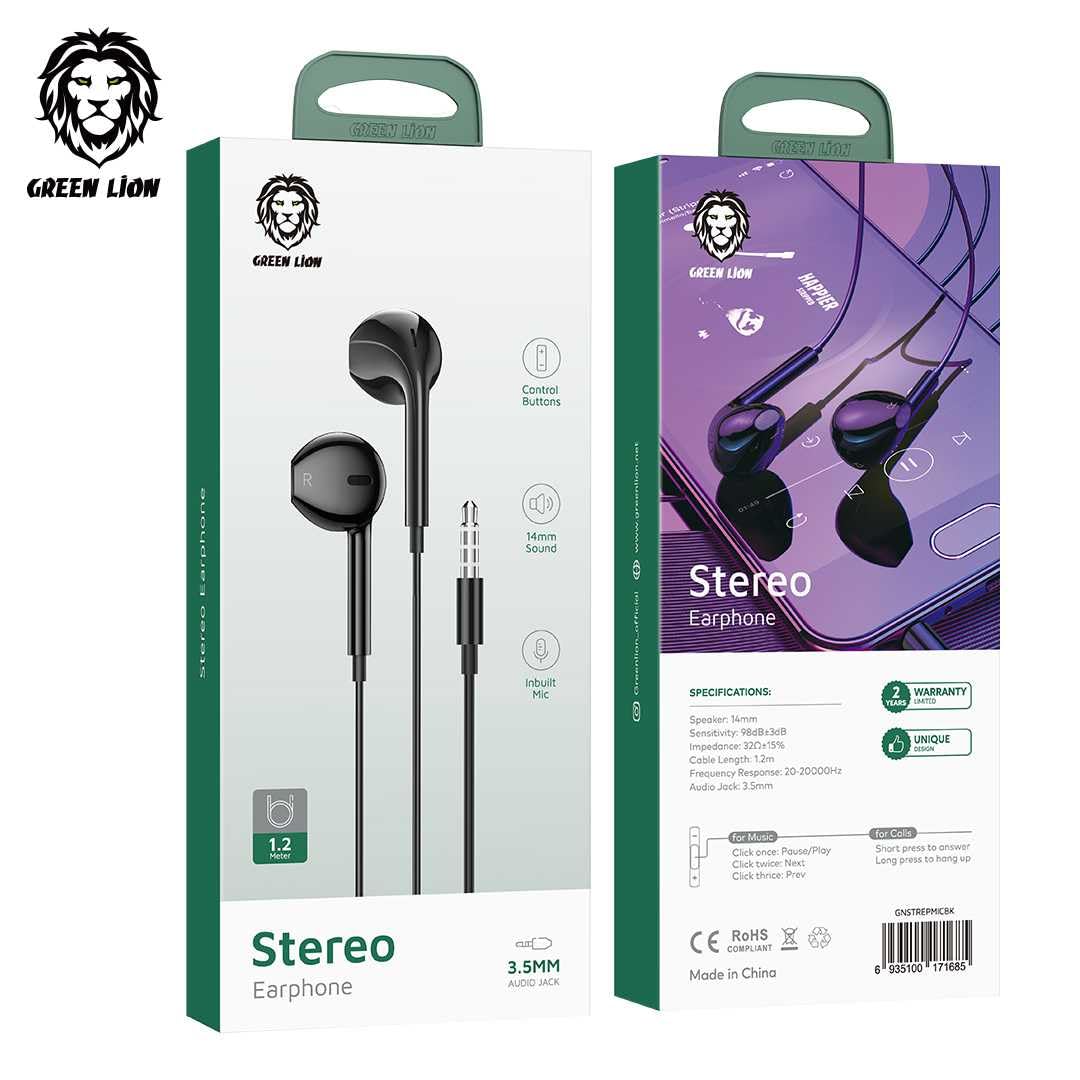Green Lion Stereo Earphone 1.2M 3.5MM Audio Jack