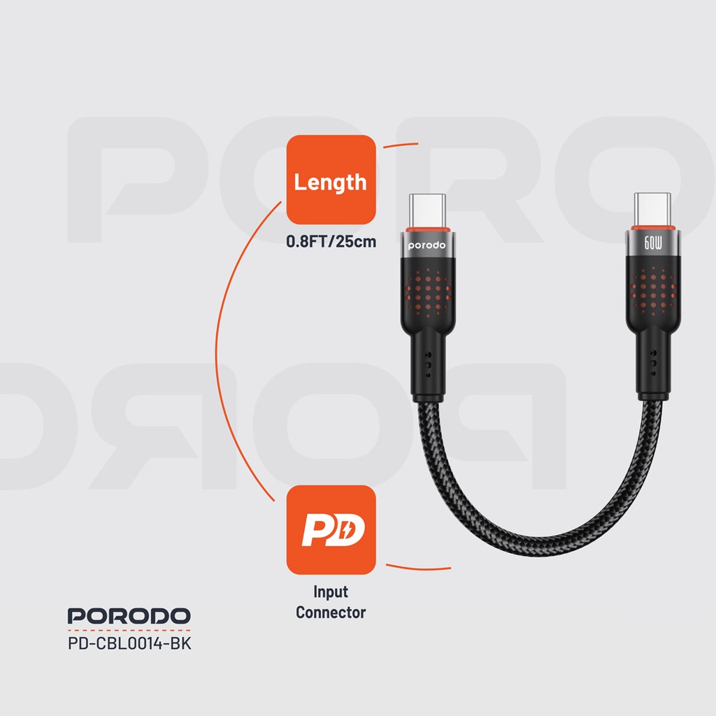 Porodo CBL014 Braided Cable Usb-c to Usb-c