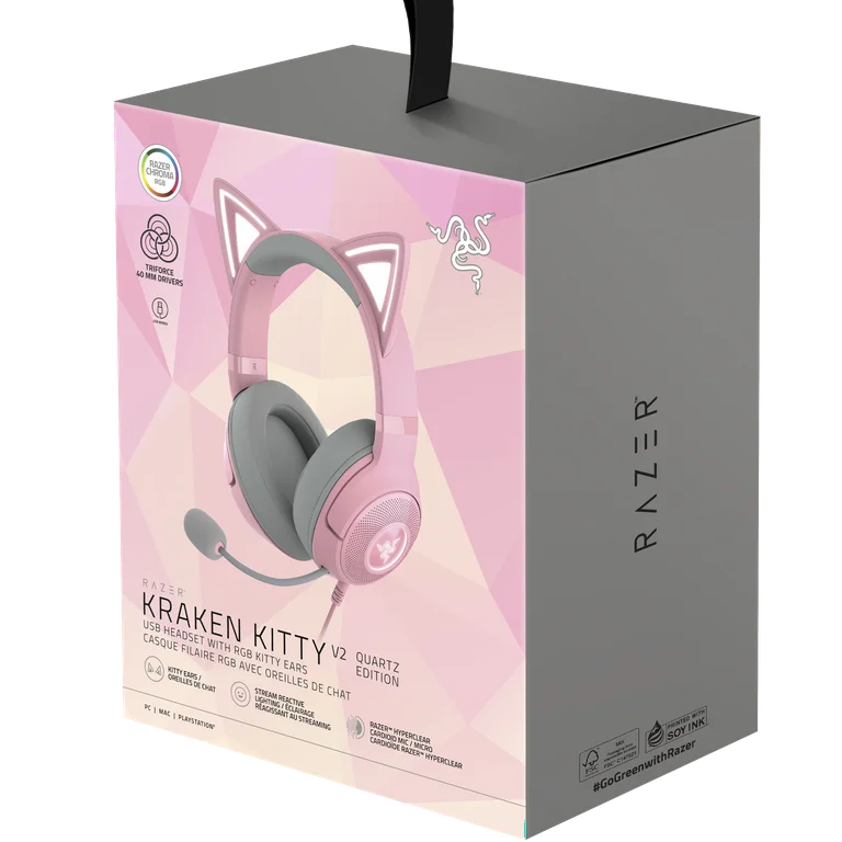 Razer Kraken Kitty V2 Quarty Edition Usb Headset With RGB Kitty Ears