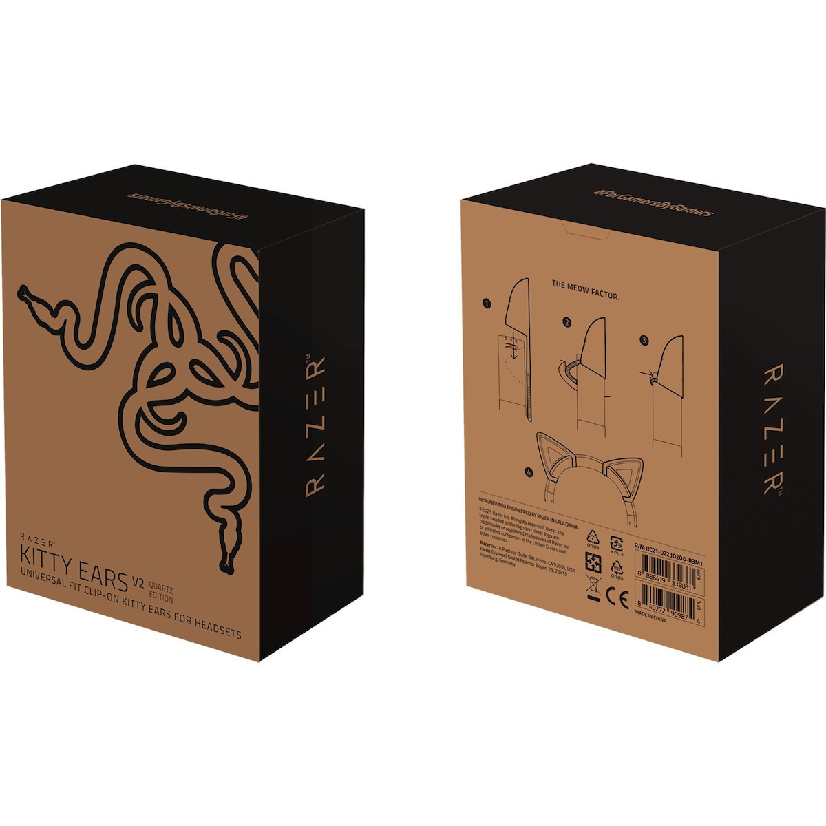 Razer Kitty Ears V2 Universal Fit Clip-on Kitty Ears FOR Headsets