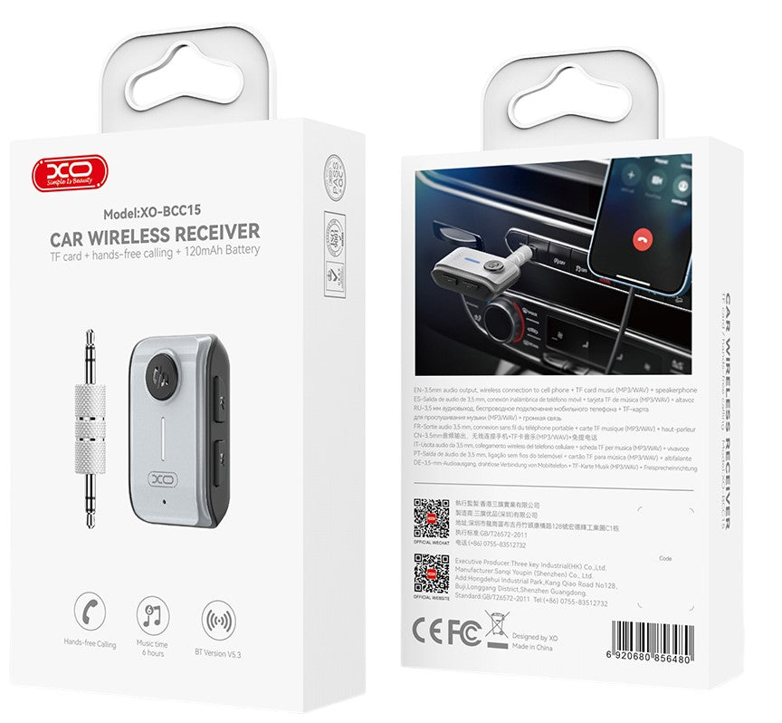 Car Wireless Receiver TF+ Hands free Calling XO-BCC15