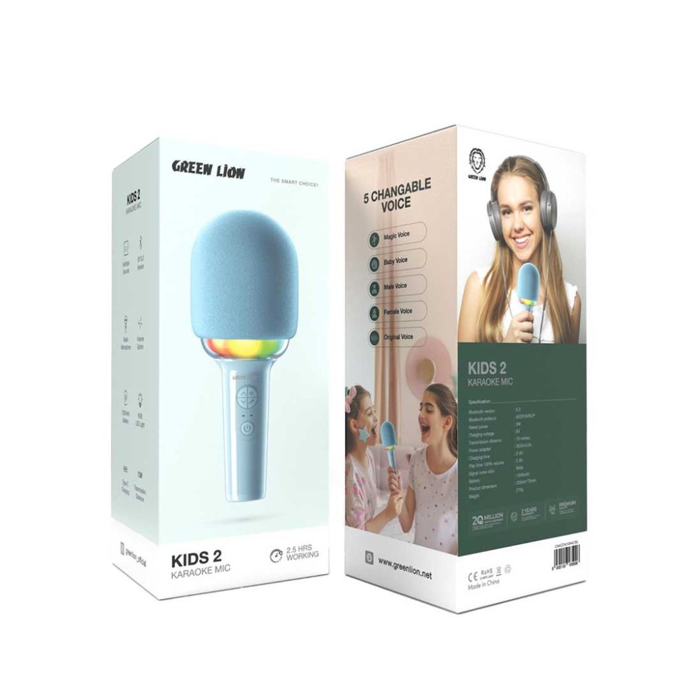 Green Lion Kids 2 Karaoke Mic 2.5HRS Working